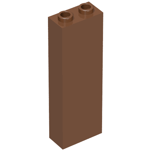 Brick 1 x 2 x 5 with Blocked Open Studs and Bottom Stud Holder with Asymmetric Ridges em Marrom avermelhado