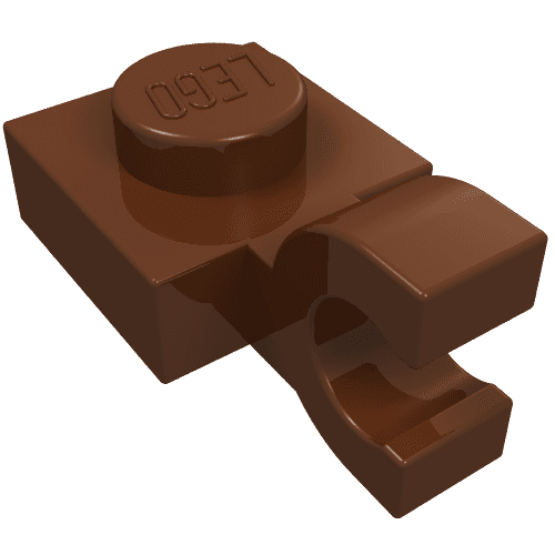 Plate Special 1 x 1 with Clip Horizontal [Thick U Clip] em Marrom avermelhado