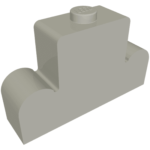 Brick Curved 1 x 4 x 2 Centre Stud Top em Cinza azulado claro