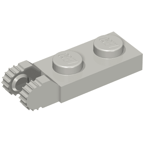 Hinge Plate 1 x 2 Locking with 2 Fingers On End, without Groove, 9 Teeth em Cinza azulado claro