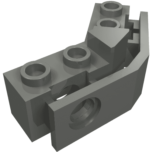 Technic Brick 1 x 2 - 1 x 2 Angled with Bumper Holder [Closed Front] em Cinza azulado escuro