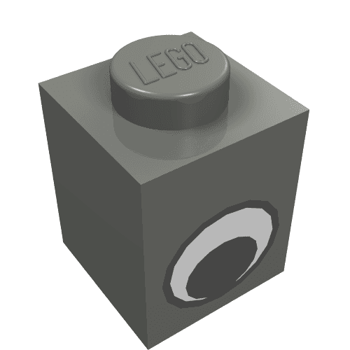 Brick 1 x 1 with Simple Eye Black and White Print em Cinza azulado escuro