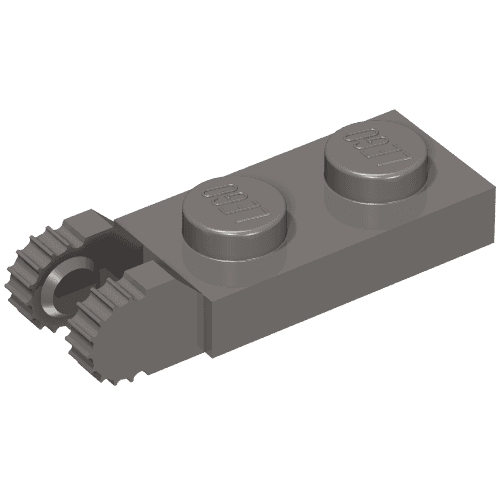 Hinge Plate 1 x 2 Locking with 2 Fingers On End, without Groove, 9 Teeth em Cinza azulado escuro