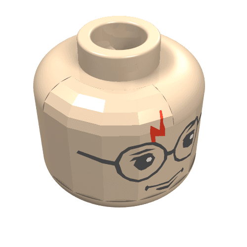Minifig Head Harry Potter, Glasses, Red Lightning Scar Print