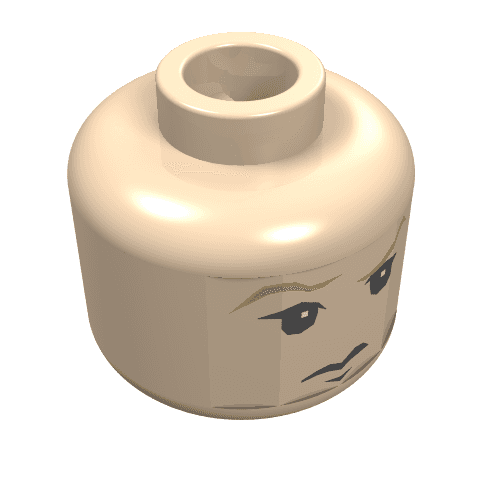 Minifig Head Draco Malfoy, Tan Eyebrows and Frown Print [Blocked Open Stud] em Nougat claro
