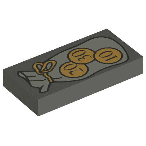 Tile 1 x 2 with Bag and Coins Print