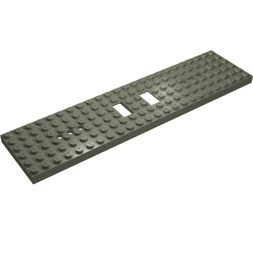 Vehicle Base, Train 6 x 24 with Two 1 x 2 Cutouts and 3 Round Holes Each End em Cinza escuro