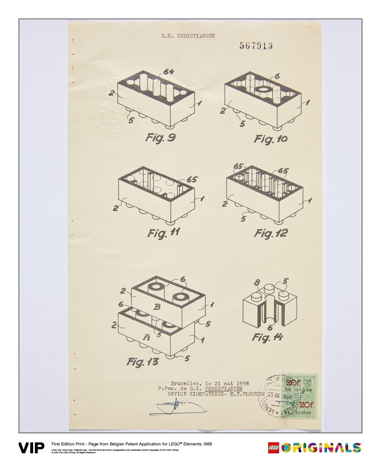 Belgian Patent LEGO Elements 1958
