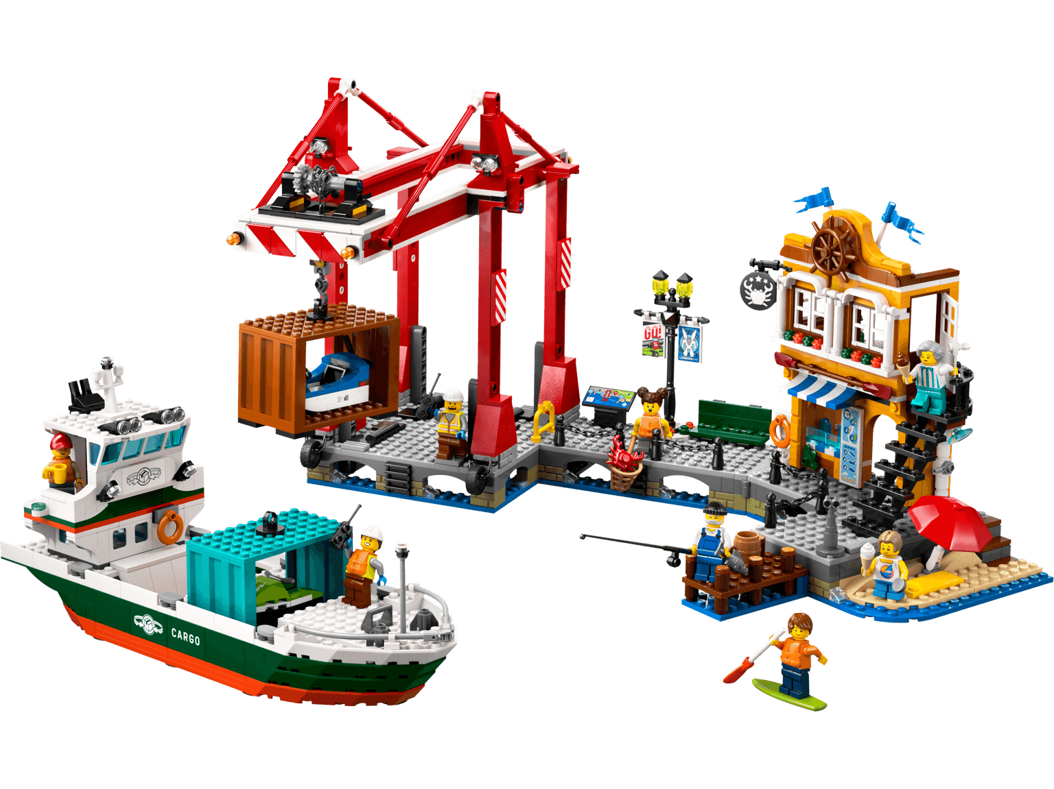 Seaside Harbor with Cargo Ship