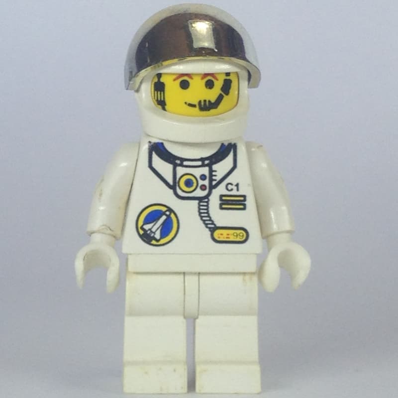 Astronaut, White, White Hips, Helmet with Large Chrome Gold Visor, Headset