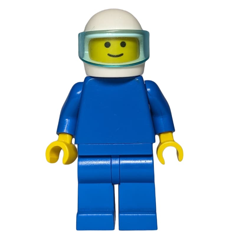 Man, Plain Blue, White Helmet with Visor
