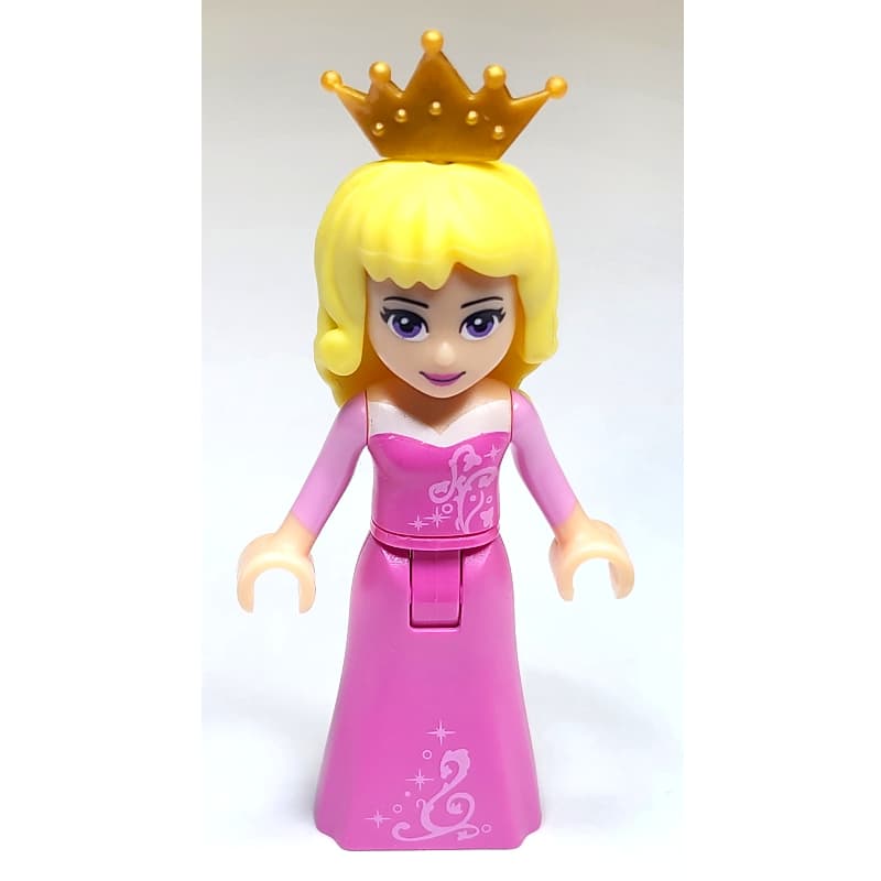 Aurora - Dark Pink Dress, Pearl Gold Crown