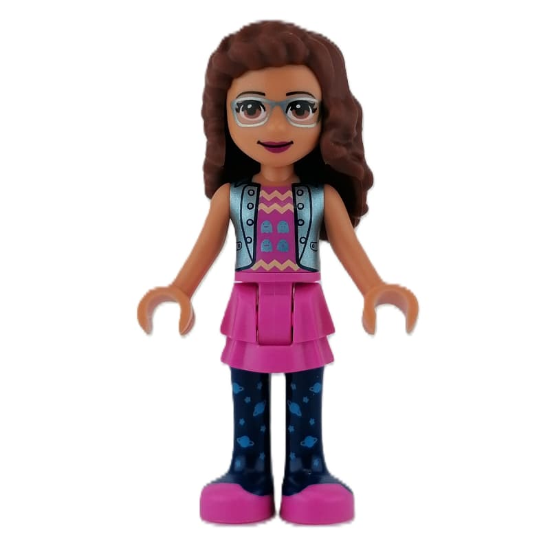 Olivia - Sand Blue Jacket, Dark Pink Skirt