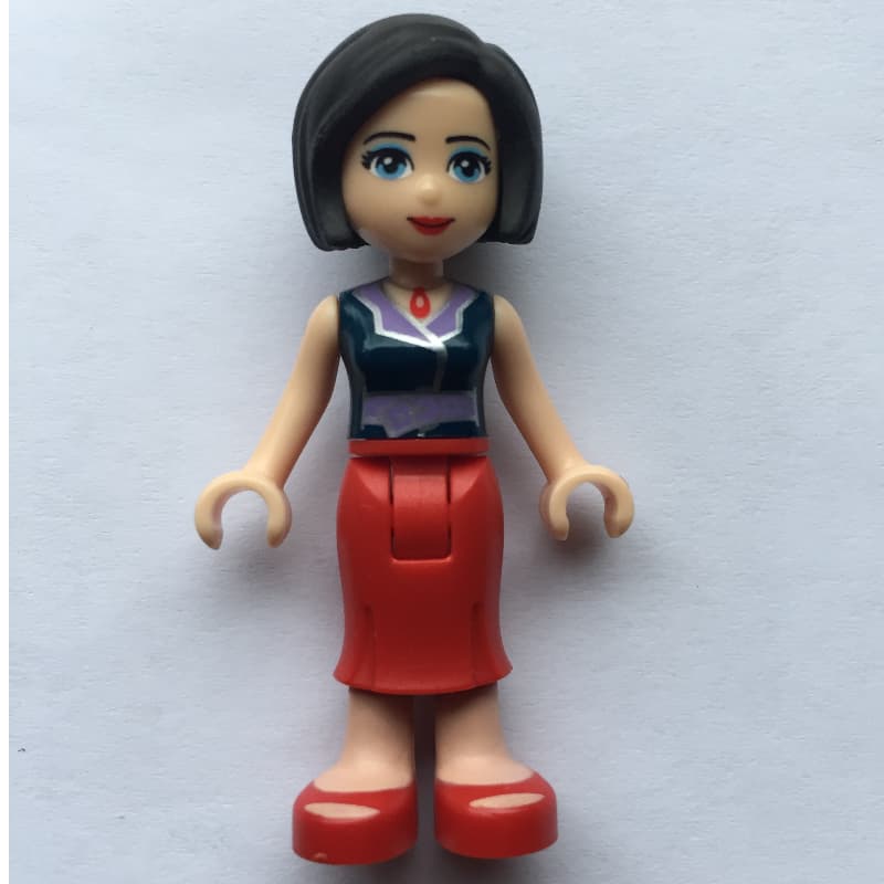 Anna - Dark Blue Vest, Red Dress