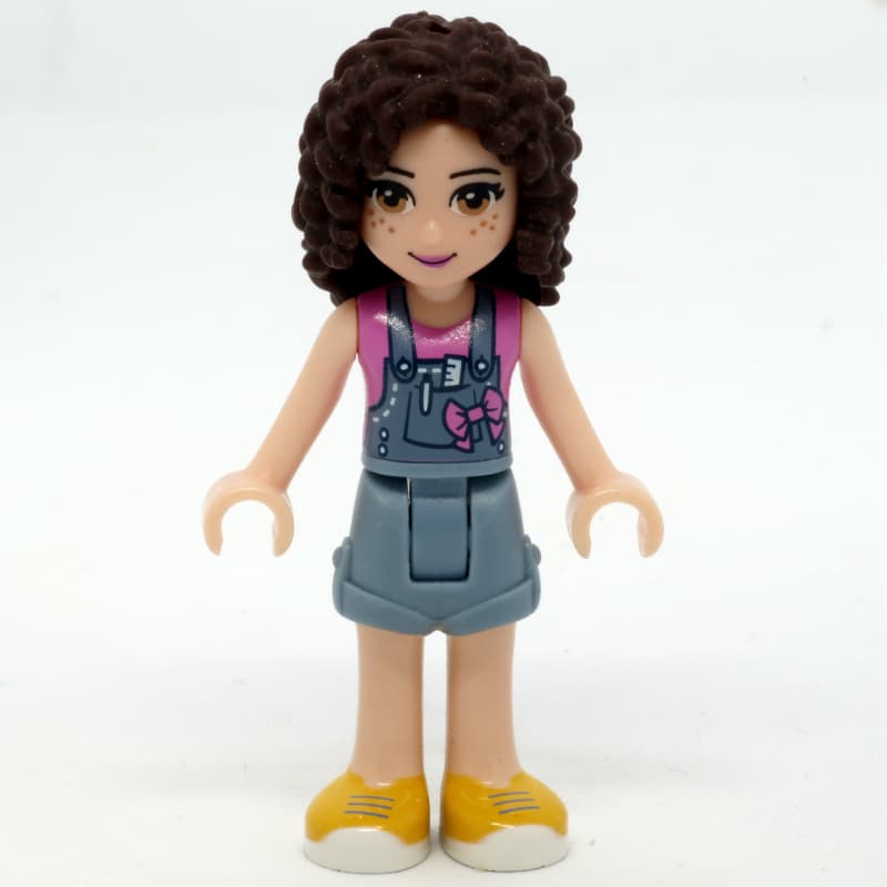 Laurie - Dark Pink Top, Sand Blue Overall