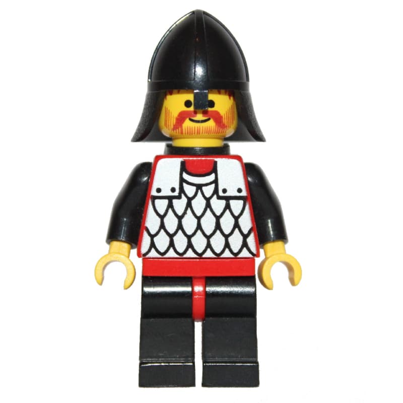 Knight (Scale Mail on Red) - Black Arms, Black Legs, Black Neck-Protector, Plastic Cape