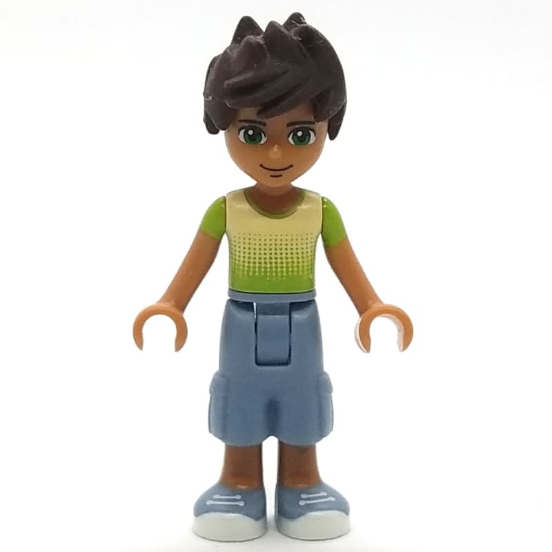Liam - Bright Green/Yellow Shirt, Sand Blue Trousers