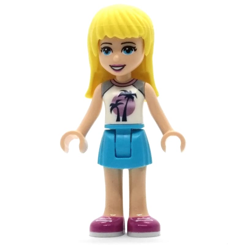 Stephanie - White Top, Medium Azure Skirt