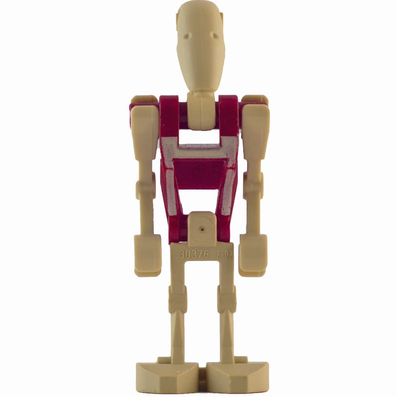 Battle Droid Security, Dark Red Torso with Tan Print, Two Bent Arms