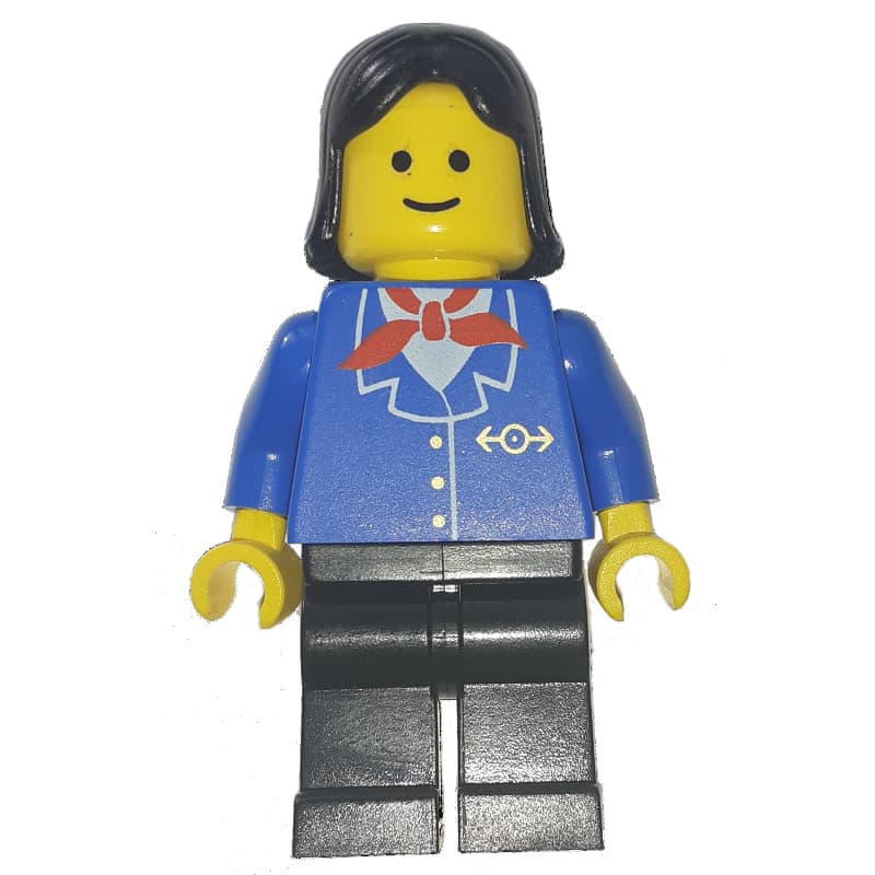 Train Worker - Blue Jacket, Black Legs, Female, Black Hair