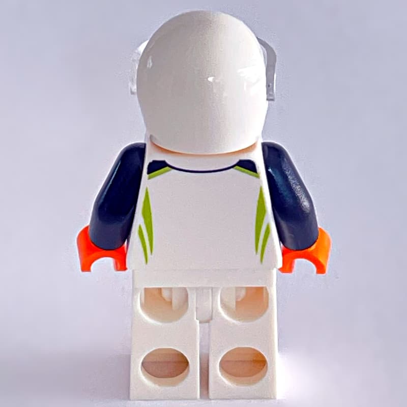Race Driver, White Racing Suit and Helmet with Visor