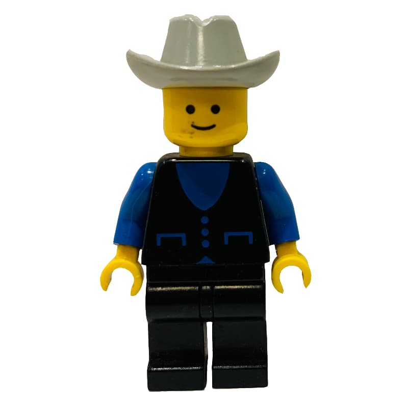 Man - Black Jacket, Black Legs, Light Gray Cowboy Hat