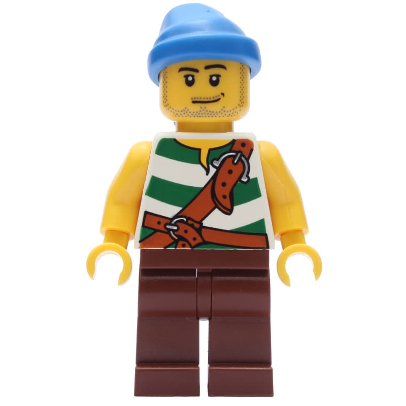 Pirate - Green Stripes, Reddish Brown Legs, Blue Bandana