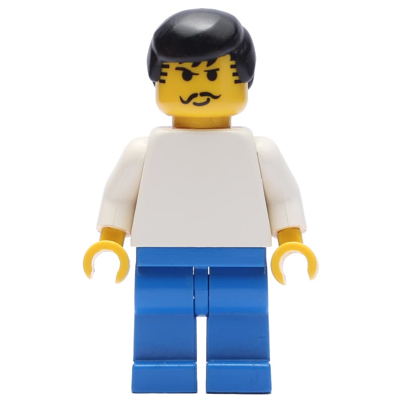 Soccer Player White Torso, Blue Legs, Black Hair, Mustache