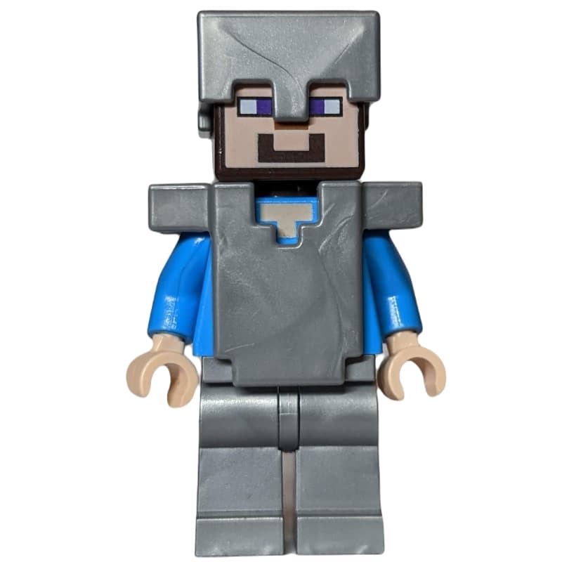 Steve in Flat Silver Helmet, Armor and Legs
