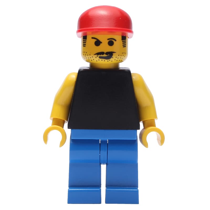 Man - Black Torso, Blue Legs, Red Cap