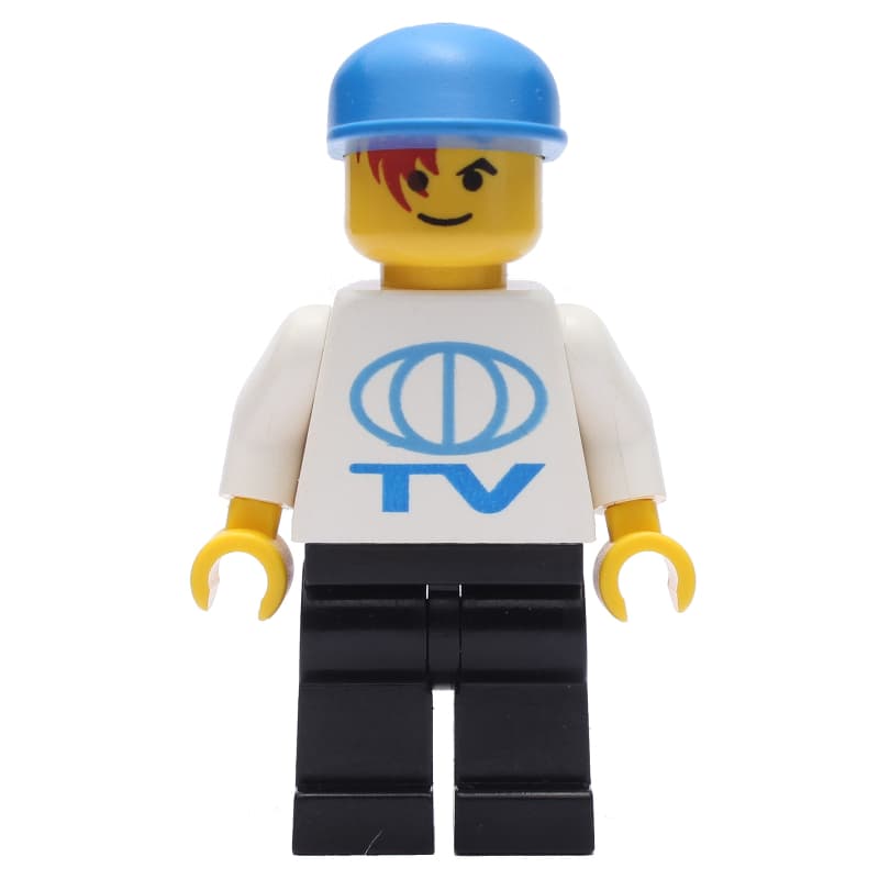 TV Worker - White Torso, Black Legs, Blue Cap