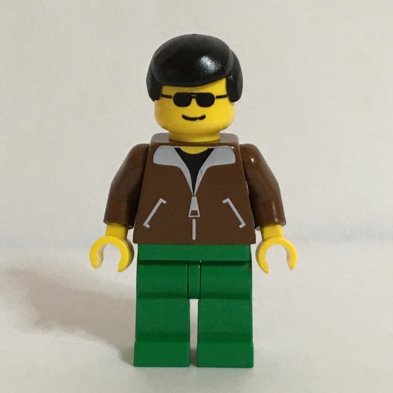 Man - Brown Jacket, Green Legs