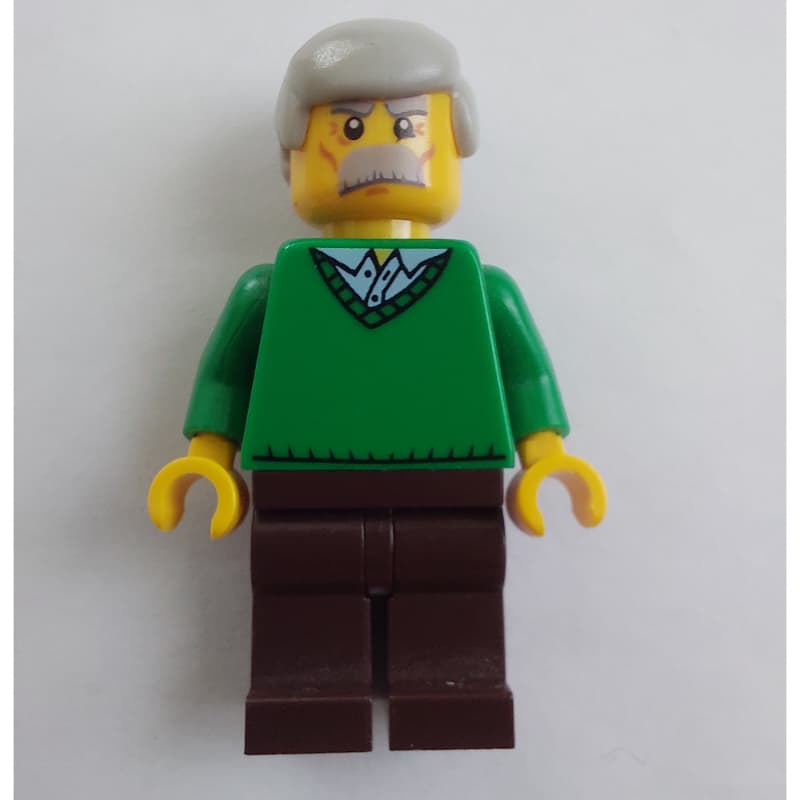 Man, Green V-Neck Sweater, Dark Brown Legs, Moustache