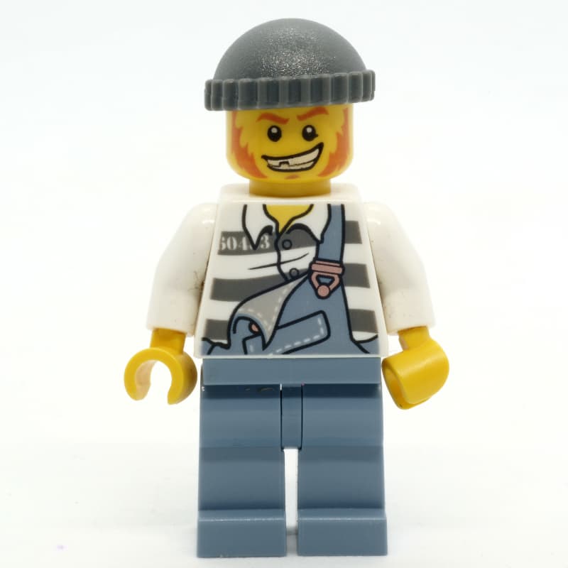 Criminal, Overalls over Prison Shirt, Dark Bluish Gray Hat