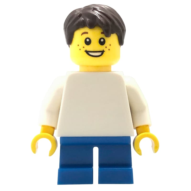 Boy, Plain White Torso, Short Blue Legs, Dark Brown Hair