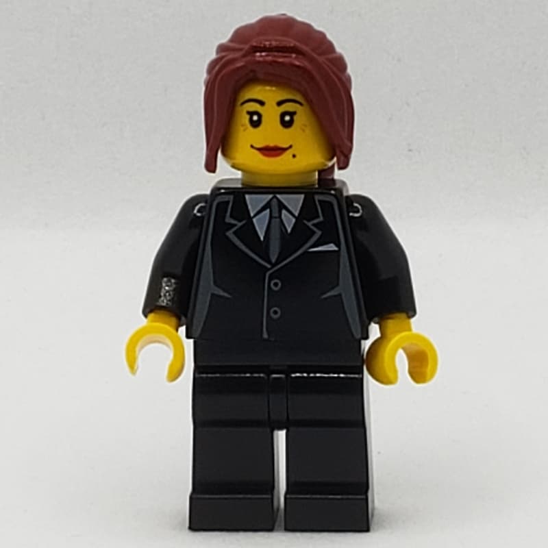 Woman, Black Suit with Tie, Dark Red Hair