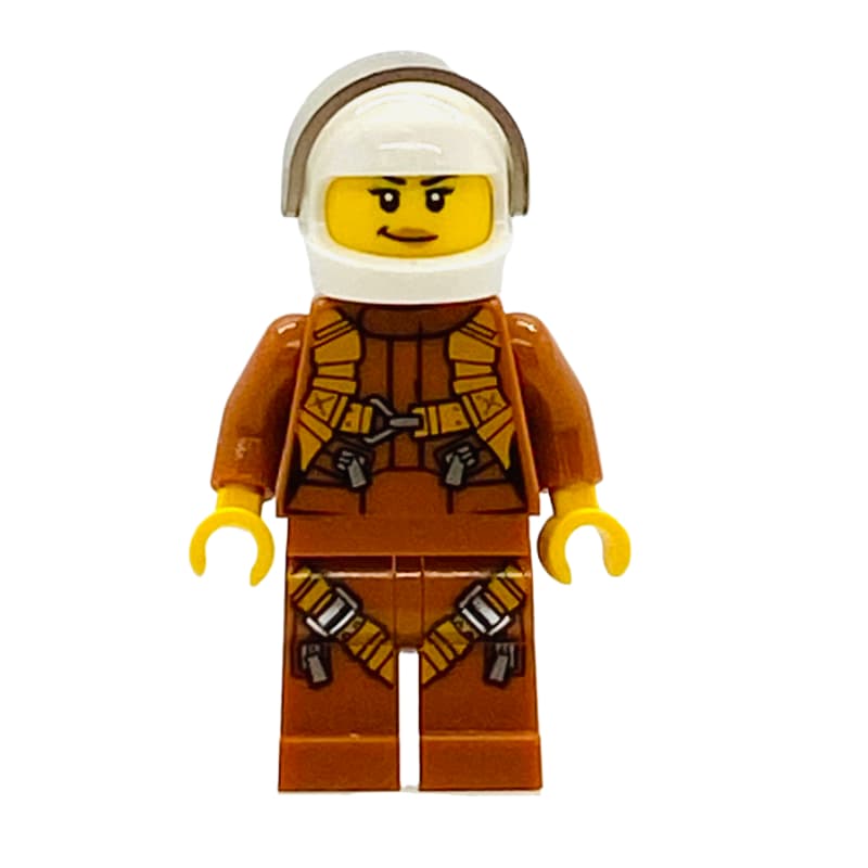 Pilot, Woman, Dark Orange Jumpsuit, White Helmet with Visor