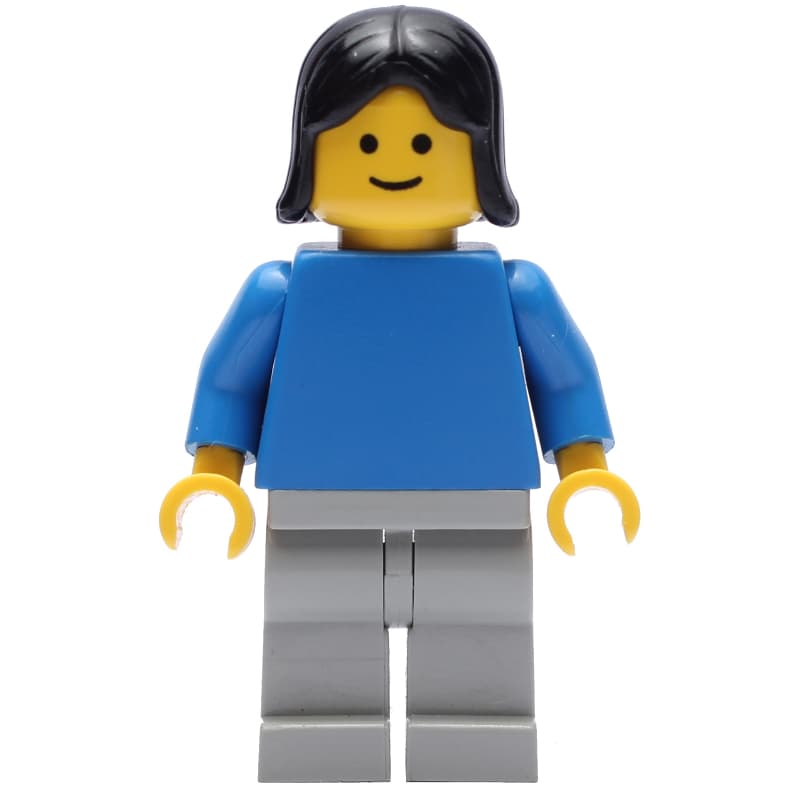 Woman, Blue Torso, Light Gray Legs, Black Hair