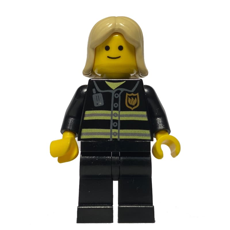 Fire Fighter, Black Torso, Black Legs, Tan Hair