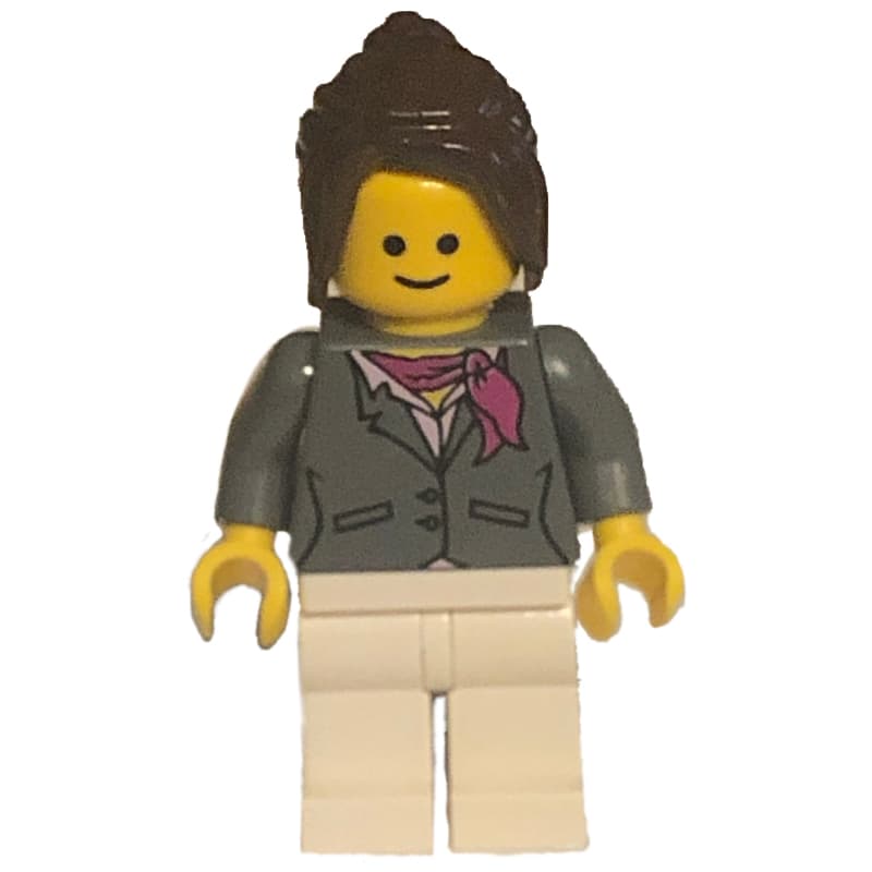 Dark Bluish Grey Torso, White Legs, Dark Brown Hair