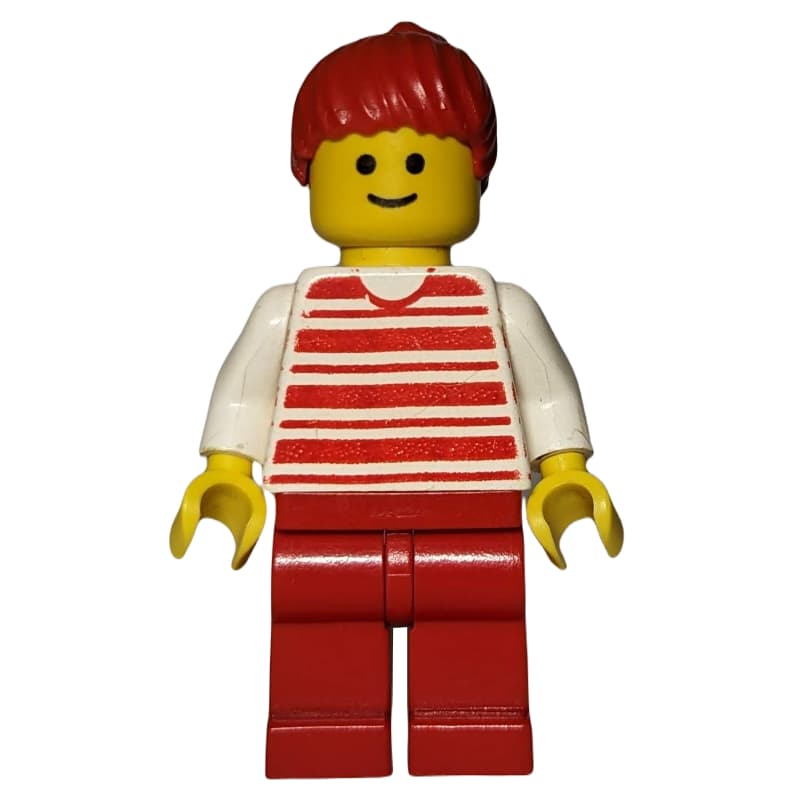 Woman, Red and White Striped Shirt, Red Legs, Red Hair