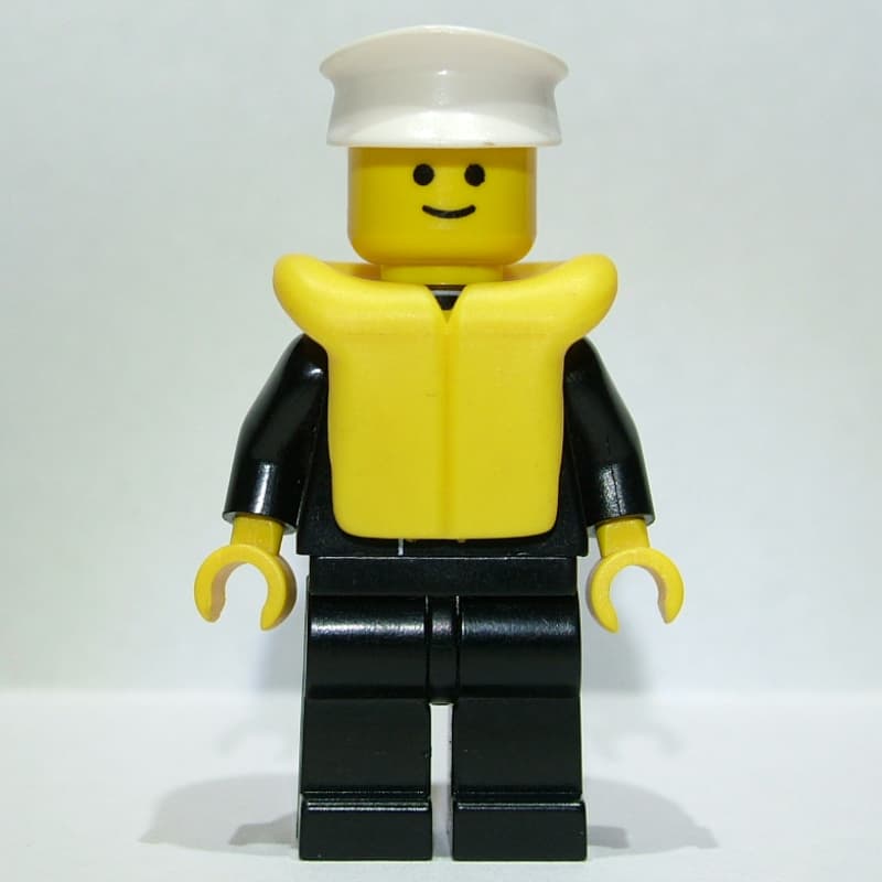 Boat Admiral, Black Suit with Gold Anchor, Yellow Life Vest