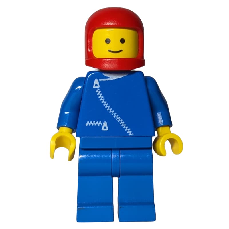 Man, Blue Jacket with Zipper, Blue Legs, Red Helmet