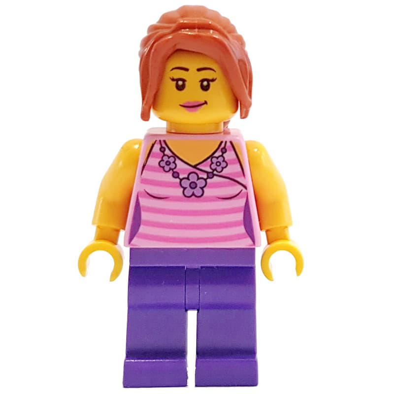 Bright Pink Torso, Dark Purple Legs, Dark Orange Hair