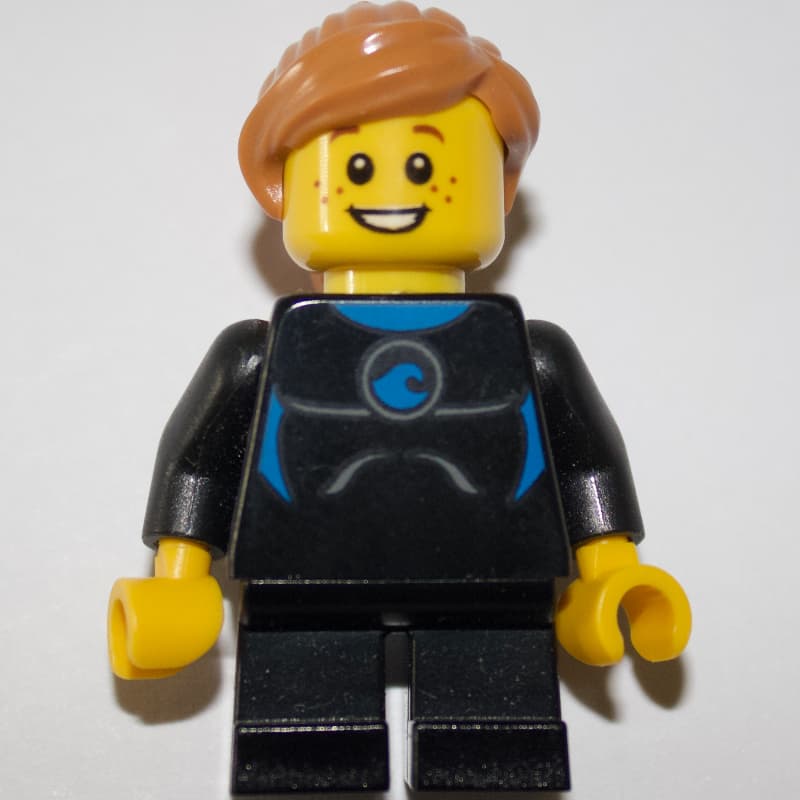 Kid - Black Torso, Wetsuit, Black Legs, Medium Nougat Hair