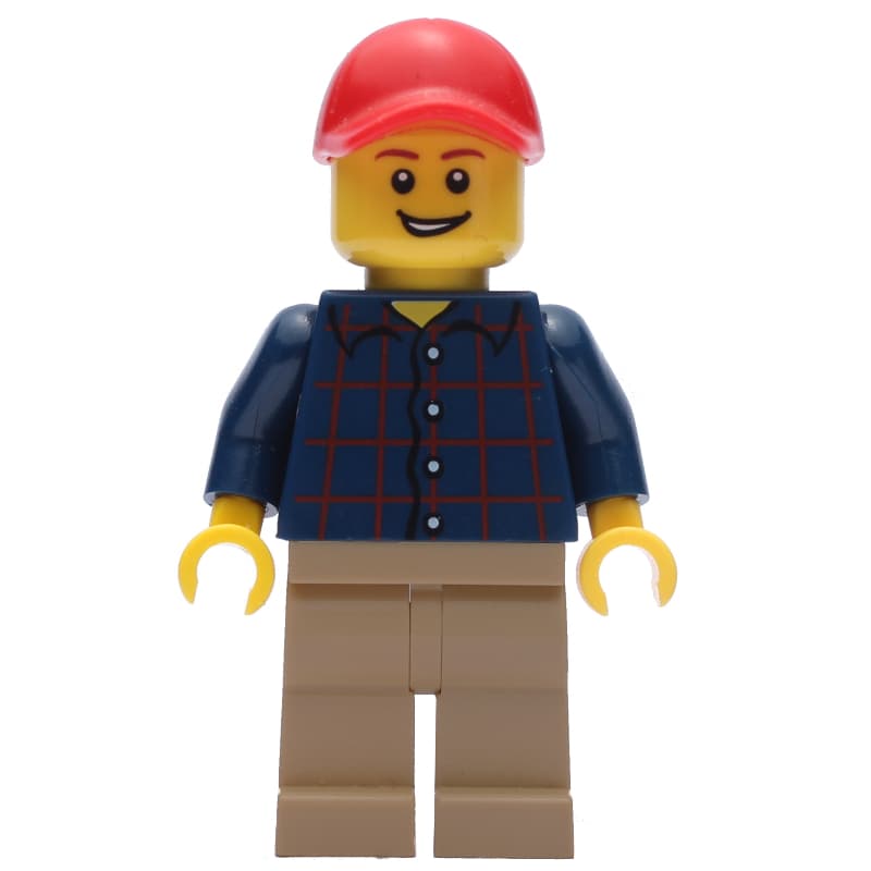 Dark Blue Torso, Dark Tan Legs, Red Cap