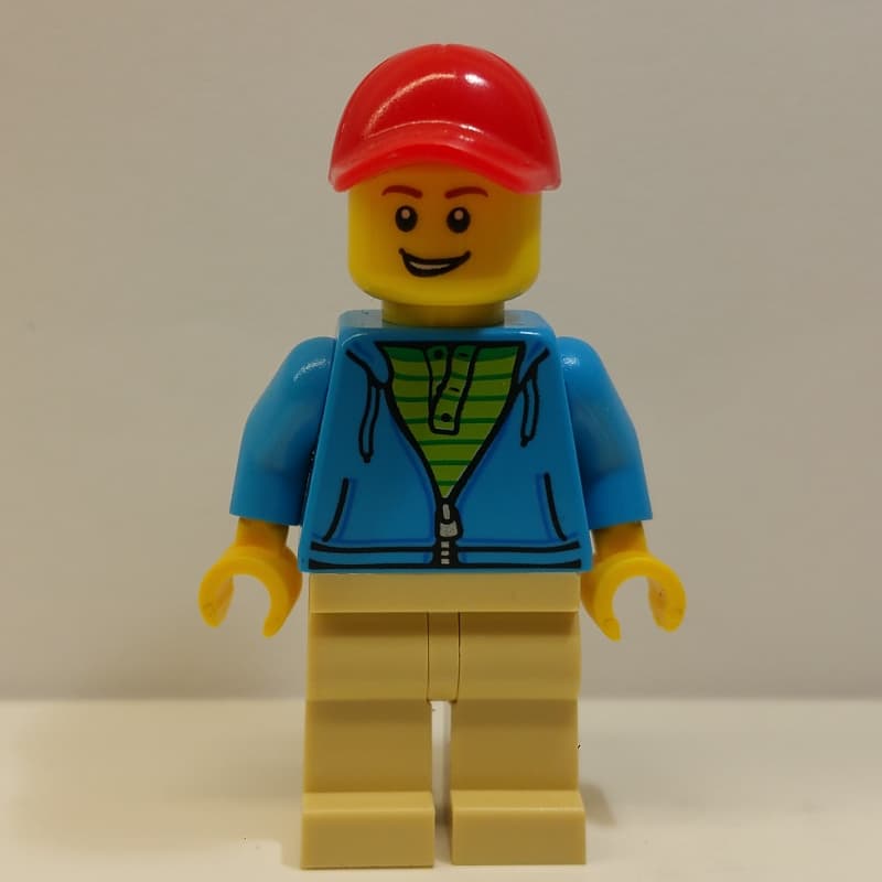 Dark Azure Torso, Tan Legs, Red Cap