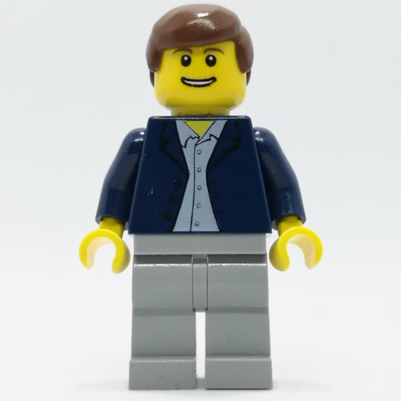 Man, Open Dark Blue Jacket, Light Bluish Gray Legs, Reddish Brown Hair