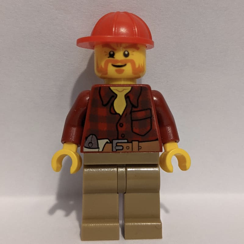 Lumberjack, Dark Red Flannel Shirt, Red Cap, Beard