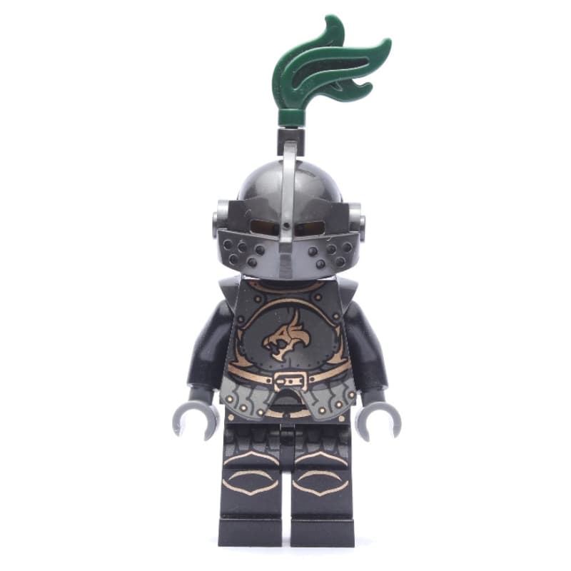 Dragon Knight, Black, Armor, Helmet with Dark Green Plume, Goatee Beard